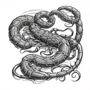 scorpion and vanilla stick crossed tattoo design idea