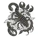 scorpion and vanilla stick figure tattoo design idea