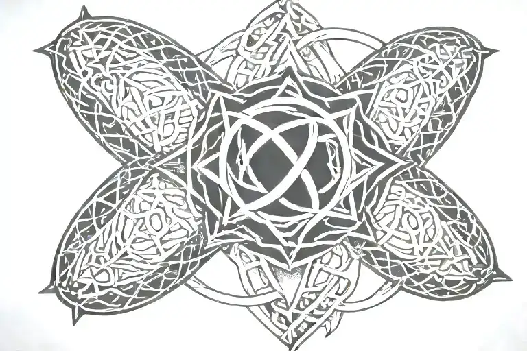 infinity symbol with pentagrams inside tattoo design idea