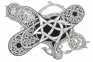 infinity symbol with pentagrams inside tattoo design idea