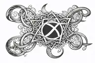 infinity symbol with pentagrams inside tattoo design idea