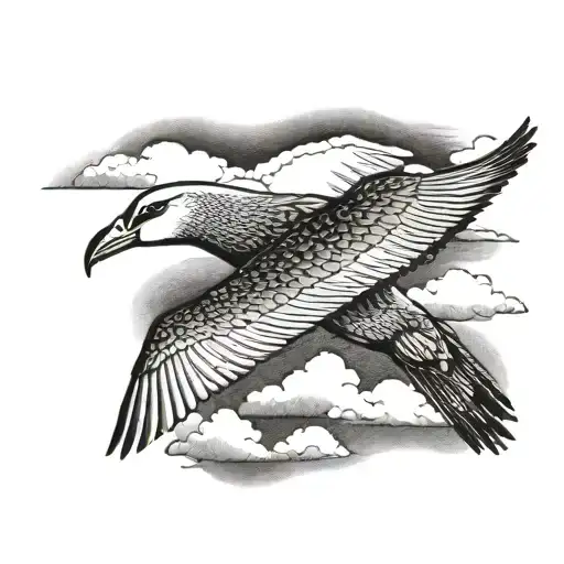 albatross flying towards horizon In the background tattoo design idea