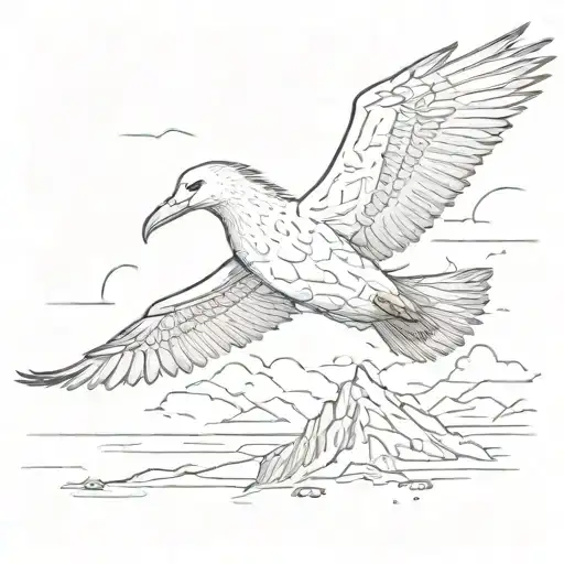 albatross flying towards horizon zero dawn tattoo design idea