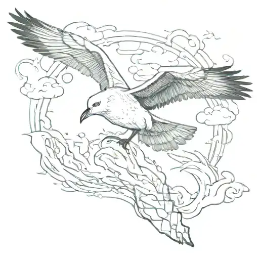 albatross flying away  tattoo design idea