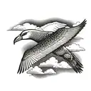 albatross flying towards horizon In the background tattoo design idea