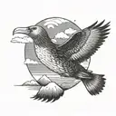 albatross flying towards horizon In the background tattoo design idea