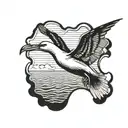albatross flying towards horizon In the background tattoo design idea