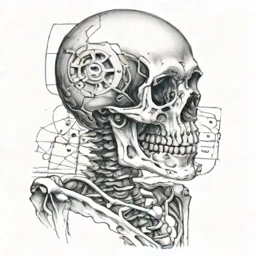 skeleton with bingo dauber tattoo design idea