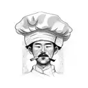 Japanese knife, orange, chef's hat, pan, salt tattoo design idea