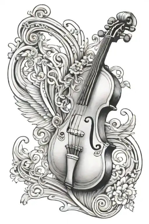 musical instrument lyre statue tattoo design idea