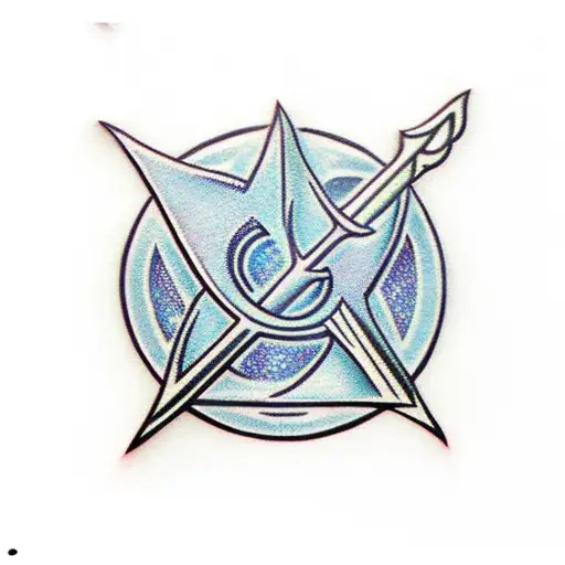 aquaman trident single color tattoo design idea