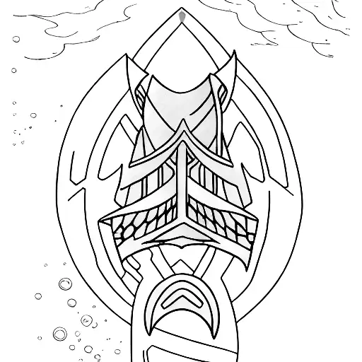 aquaman trident single color tattoo design idea