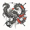 zodiac symbol for scorpio forming a wave, the north star, and an anchor tattoo design idea