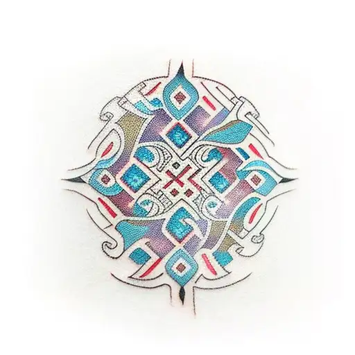 Hmong pattern tattoo with hour glass on forearm tattoo design idea