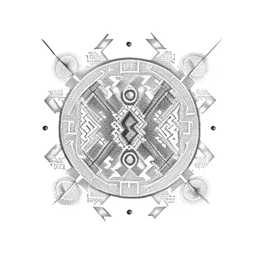 A mesmerizing Hmong-inspired hourglass with intricate dotwork tattoo design idea