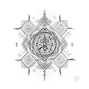 A mesmerizing Hmong-inspired hourglass with intricate dotwork tattoo design idea