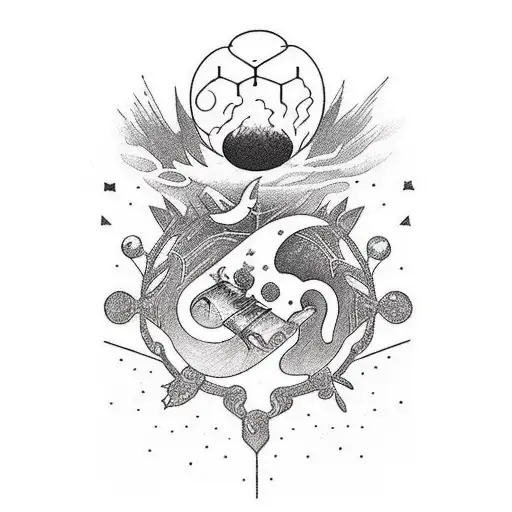 Elements of the tattoo • Trail leads through forest into space. At the end there's a small person with a guitar • Some k tattoo design idea