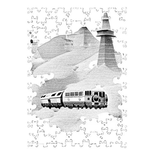Jigsaw puzzle including a train, chelsea, ocean and sewing tattoo design idea