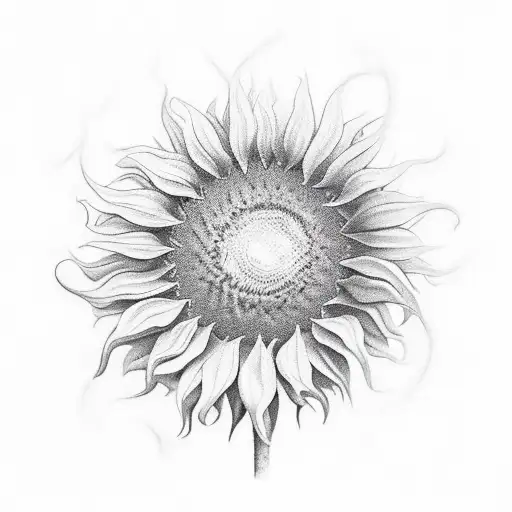 A realistic depiction of a character from Ark Survival Ascended riding a giant sunflower tattoo design idea