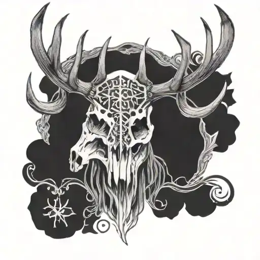 elk skull tattoo design idea