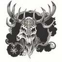 elk skull tattoo design idea