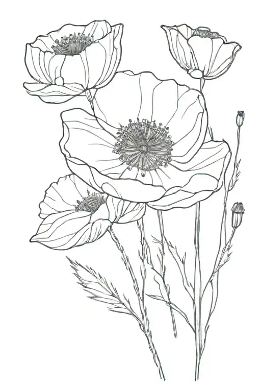 neda symbol made from poppy flowers tattoo design idea