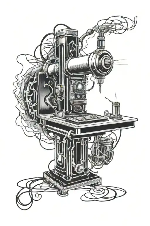 tesla coil machine tattoo design idea