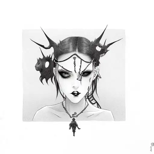 suicidal goth girl tattoo design idea