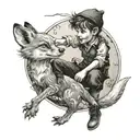 Peter Pan playing with a fox   tattoo design idea