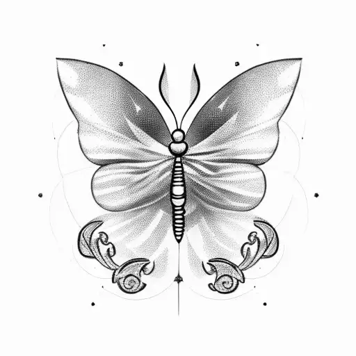crossed daggers and butterflies tattoo design idea