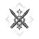 crossed daggers with hilt, keep it simple tattoo design idea