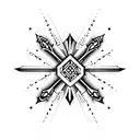 crossed daggers with hilt, keep it simple tattoo design idea