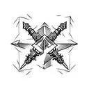 crossed daggers with hilt, keep it simple tattoo design idea