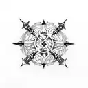 crossed daggers with hilt, keep it simple tattoo design idea