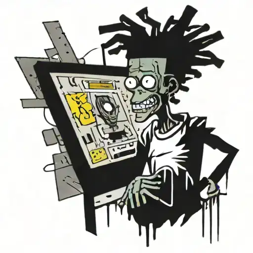 design me a basquiat tattoo that contains about a civil engineer that plays soccer who loves playing video games  tattoo design idea