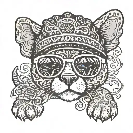 mooch beanie baby wearing sunglasses structured rectangular silhouette type tattoo design idea