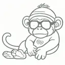 mooch monkey beanie baby wearing boujee sunglasses  tattoo design idea