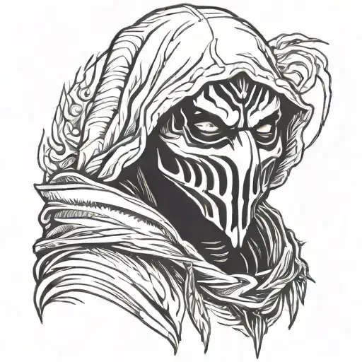 lone wolf in ghostface mask tattoo design idea