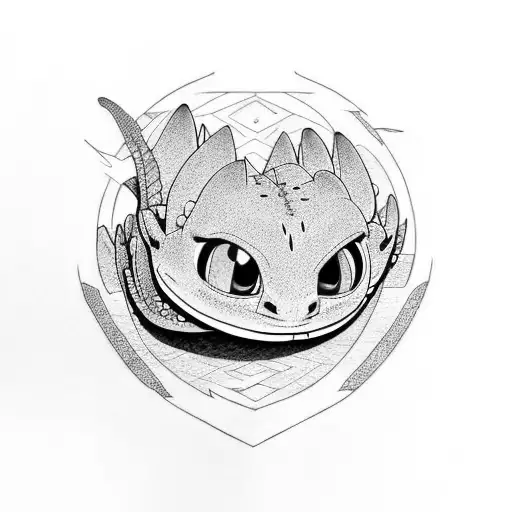Toothless from how to train your dragon tattoo design idea