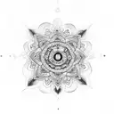 mandala hand with chakras and jewels/gems and flowers incorporated in color tattoo design idea