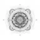 mandala hand with chakras and jewels/gems and flowers incorporated in color tattoo design idea