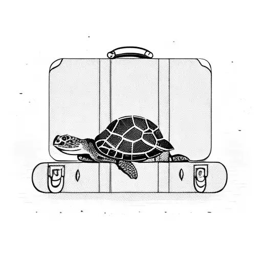 A turtle carrying a suitcase on its back, symbolizing your passion for travel and your role as a sales agent tattoo design idea