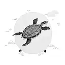 A turtle carrying a suitcase on its back, symbolizing your passion for travel and your role as a sales agent tattoo design idea