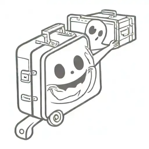 silly ghost with luggage bags tattoo design idea