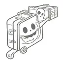silly ghost with luggage bags tattoo design idea