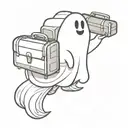silly ghost with luggage bags tattoo design idea