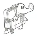 silly ghost with luggage bags tattoo design idea