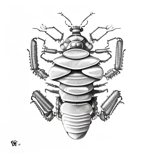 Upturned Volkswagen beetle with a bugs stomach and legs instead of wheels tattoo design idea