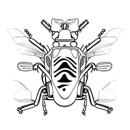 Volkswagen beetle on its back (flipped over) with a bugs underbelly and legs  tattoo design idea