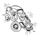 Upturned Volkswagen beetle with a bugs stomach and legs instead of wheels tattoo design idea